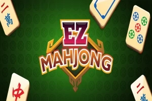 緑色の背景に「EZ MAHJONG」の文字と四つの麻雀牌が配置されている。