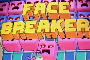 カラフルな怒った顔のブロックと中央に「FACE BREAKER」という文字。