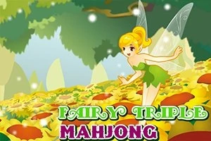 緑の衣装を着た妖精が花畑に立っている。