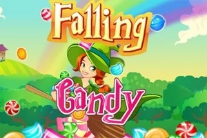 緑の背景にお菓子のイラストがちりばめられており、中央に魔女の衣装を着たキャラクターが描かれている。