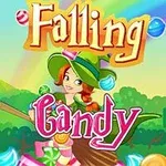 緑の背景にお菓子のイラストがちりばめられており、中央に魔女の衣装を着たキャラクターが描かれている。