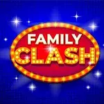 青い背景に星が輝き、中央に赤い楕円形の中に「FAMILY CLASH」と書かれた画像。