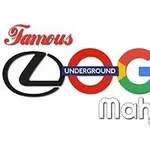 有名な企業のロゴが組み合わされたデザインのロゴ文字。