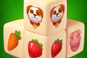犬、いちご、にんじん、豚のイラストが描かれた立方体。