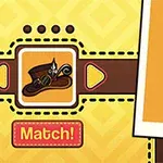 黄色い背景に緑の髪のキャラクターと帽子の絵があり、「Match!