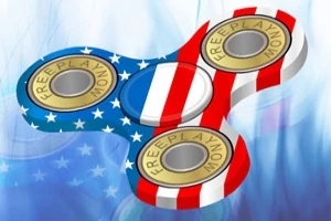 アメリカ国旗のデザインが施されたフィジェットスピナー。