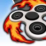 炎に包まれたシルバーのフィジェットスピナーが描かれているイラスト。