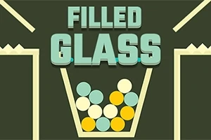FILLED GLASSの文字と様々な色のボールがバケツに入っているイラスト。