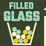FILLED GLASSの文字と様々な色のボールがバケツに入っているイラスト。