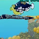 色とりどりの魚がサンゴ礁の海底にいるイラスト。