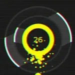 黄色の円とその中の数字「26」、円の下部に広がる黄色の粒子が暗い背景に浮かぶ画像。