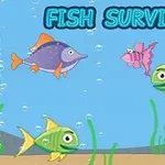 青い背景の水中で、さまざまな色の魚たちが泳いでいるイラスト。
