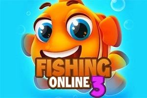 大きな目をしたオレンジ色の魚のイラストと「FISHING ONLINE 3」の文字。