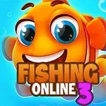 大きな目をしたオレンジ色の魚のイラストと「FISHING ONLINE 3」の文字。