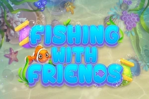 水面下にいる魚と「FISHING WITH FRIENDS」の文字が浮かぶカラフルなデザイン。