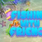 水面下にいる魚と「FISHING WITH FRIENDS」の文字が浮かぶカラフルなデザイン。