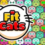 カラフルな猫の顔が背景に描かれた、「Fit Cats」のロゴ。