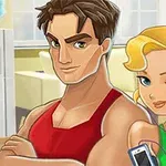 アニメ風の男性と女性が室内で並んで立っている。