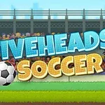 サッカースタジアムを背景に、キャラクターの顔とサッカーボールのイラストが描かれている。