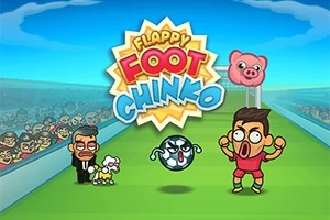 サッカー場で顔に表情を持つサッカーボールと2人のキャラクターがいるコミカルなシーン。