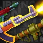 カラフルなデザインの架空の銃器が描かれている画像。