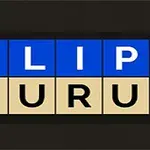 青い背景に白い文字で「FLIP」、ベージュの背景に黒い文字で「ZURU」と書かれた画像。