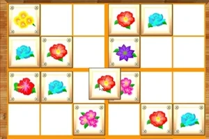 色とりどりの花が描かれたカードがグリッド状に配置されている。