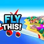 カラフルな飛行機が海の上を飛んでおり、海岸沿いに小さな町が見える。