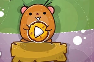 茶色いハムスターがチーズを持っているイラスト。