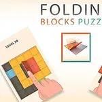 カラフルな四角いブロックを指で折りたたむ手のイラストが描かれた画像。