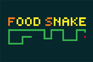緑色の蛇と「FOOD SNAKE」と書かれたピクセル風のロゴ。