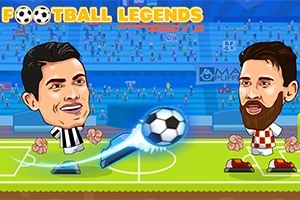 サッカー場で対戦する二人のサッカー選手のイラスト。
