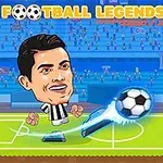 サッカー場で対戦する二人のサッカー選手のイラスト。