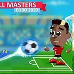 アニメ風のキャラクターがサッカーコートでボールを蹴っているイラスト。