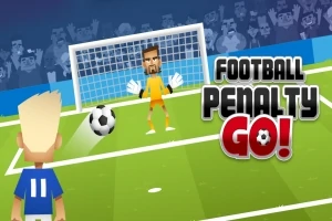 サッカーのピッチでキーパーと対峙する選手とサッカーボールが描かれたイラスト。