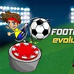 サッカーボールを蹴るキャラクターと穴のあるゴルフコース、旗が描かれたイラスト。