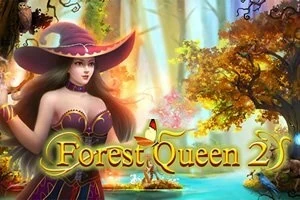 森の中で赤い大きな帽子をかぶった女性のイラストと「Forest Queen 2」というタイトル。
