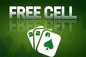 緑色の背景に「FREE CELL」の大きな文字と、32Aの数字が書かれたトランプの画像。
