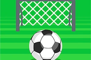 サッカーゴール前に置かれた白黒のサッカーボール。