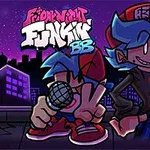 マイクを持つ2人のキャラクターが夜の街を背景に描かれているイラスト。