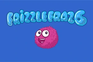 青い背景に、笑顔のピンク色のモフモフしたキャラクターと、水色の泡のようなデザインの文字。
