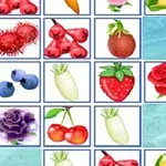 フルーツや花の絵柄が描かれた多くのタイルがグリッド状に並んでいる画像。