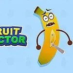 バナナが顔をしかめ、腹部にナイフが刺さっているイラストで、左側に「FRUIT DOCTOR」と書かれている。