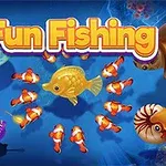 カラフルな魚と海の生物が描かれたイラストの中央に「Fun Fishing」というタイトルが表示されている。
