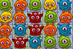 カラフルなモンスターのキャラクターがグリッド状に並んでいるイラスト。