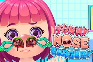 ピンクの髪をしたキャラクターが、鏡で自分の鼻をチェックしているイラスト。