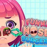 ピンクの髪をしたキャラクターが、鏡で自分の鼻をチェックしているイラスト。