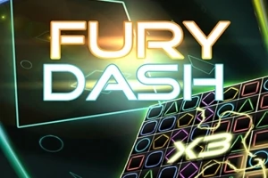 カラフルなグラフィックデザインと「FURY DASH」の光る文字。