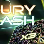 カラフルなグラフィックデザインと「FURY DASH」の光る文字。