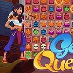 男女とカラフルな魔法のランプのパズルが描かれたイラスト。